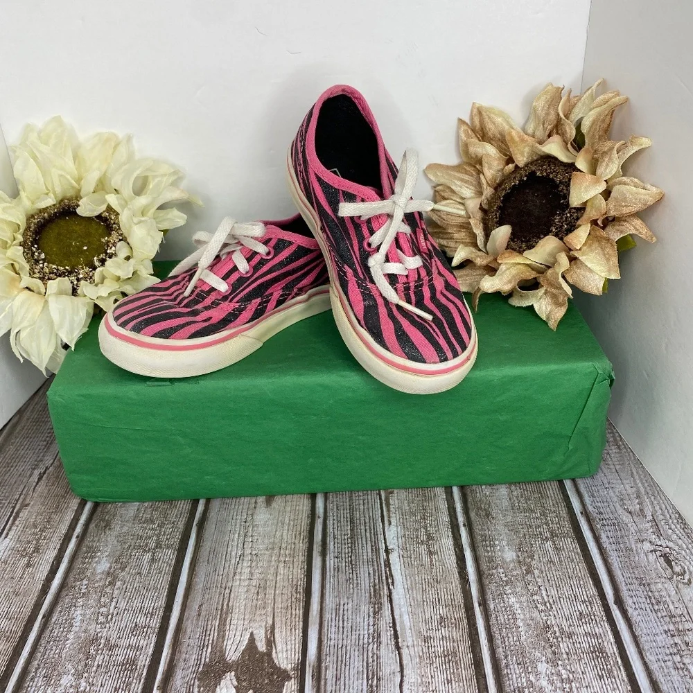 Vans Toddler US-9 Pink Black Glitter Zebra Tiger Animal Stripe Shoes (BOX-D) - Picture 1 of 8